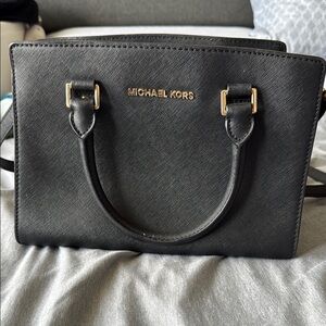 Michael Kors Black Satchel with Gold Accents